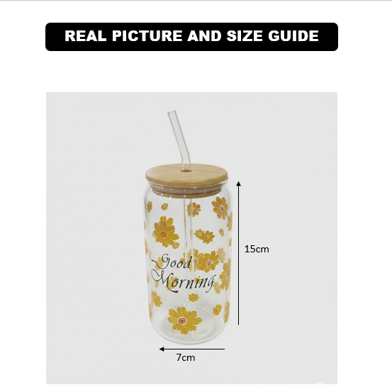 Sundaisy Printed Glass Tumbler With Straw β view 4