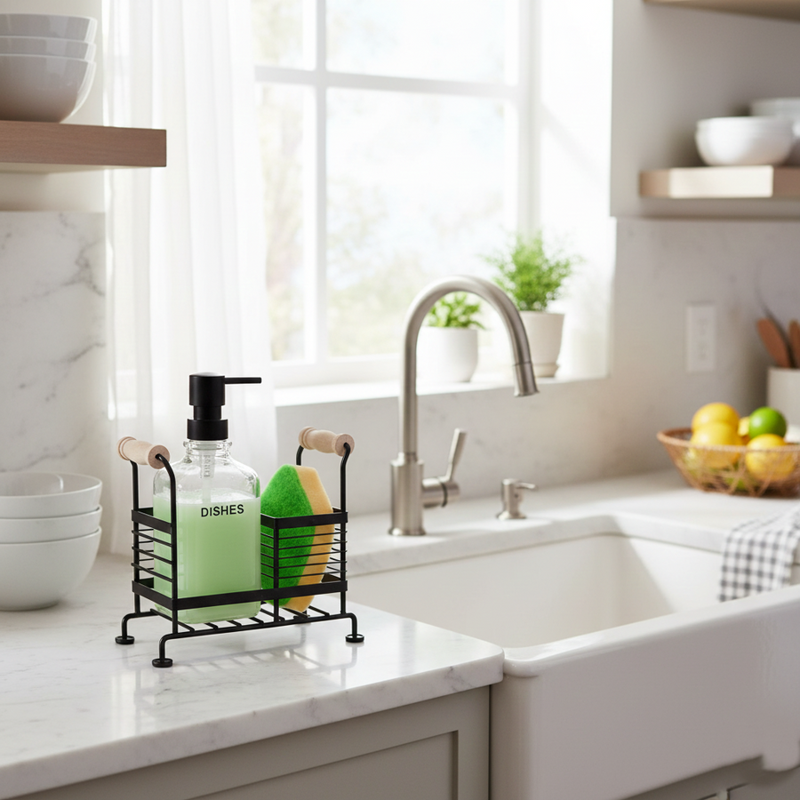 Glass Liquid Dispensers Set With Stand And Sponge By Limon β view 6