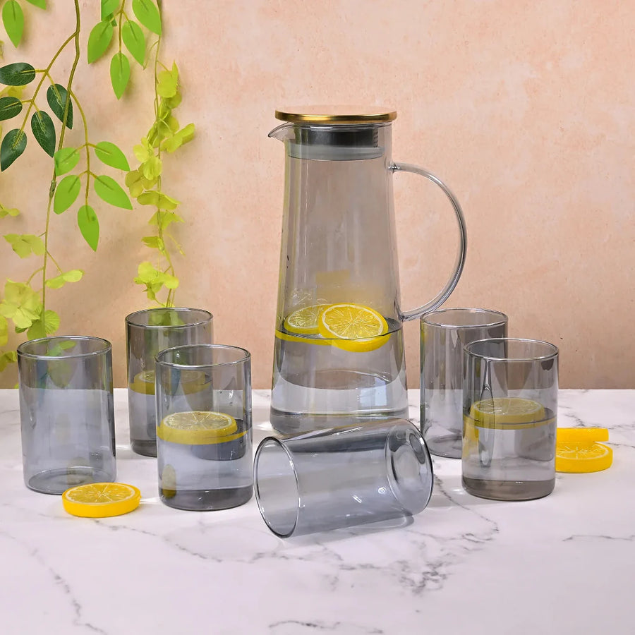 Echou 8 Pieces Pitcher Glass Set With Bamboo Tray โ view 7