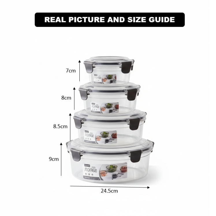 4 Pcs Round Airtight Storage Boxes β view 7