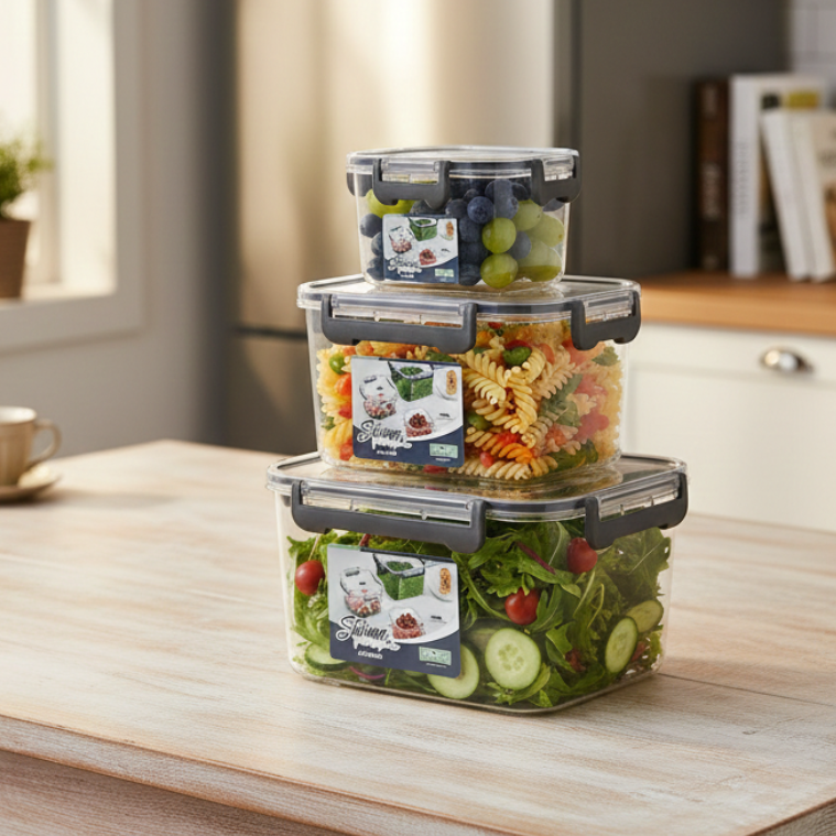 3-Pcs Square Airtight Storage Boxes β Al Rafiq
