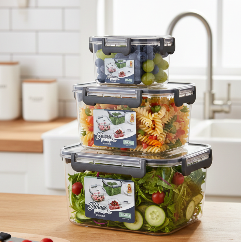 3 Pcs Square Airtight Storage Boxes β view 2