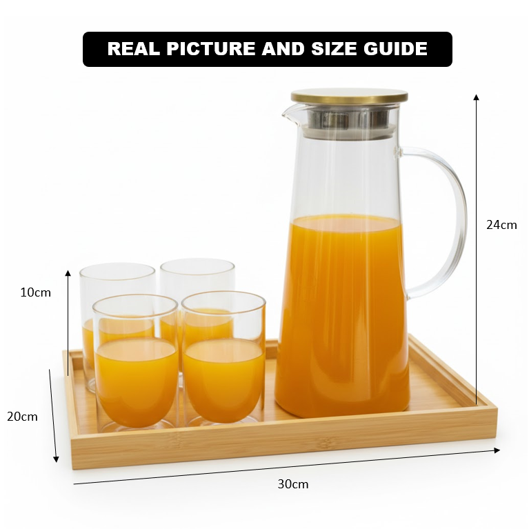 Echou 8 Pieces Pitcher Glass Set With Bamboo Tray โ view 15