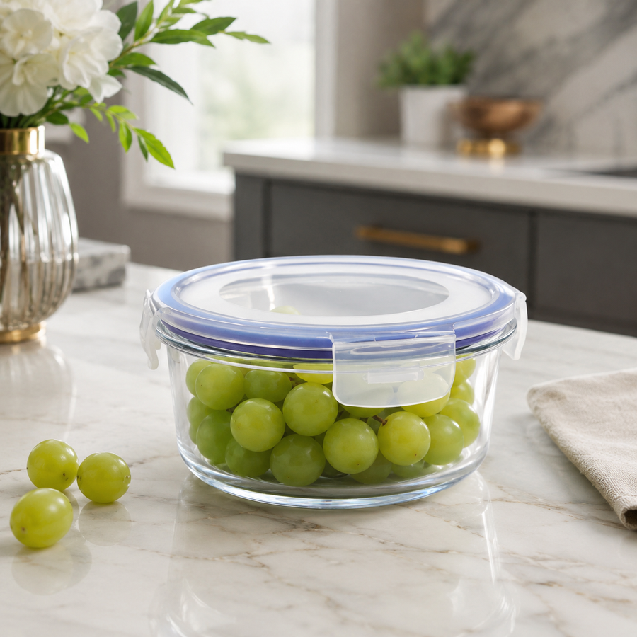 3 Pcs Round Glass Food Storage Containers With Lids β view 2