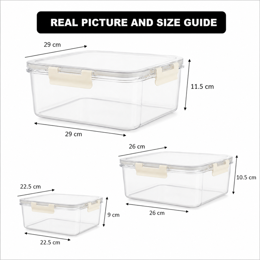 3 Pcs Square Airtight Storage Boxes Set β view 9