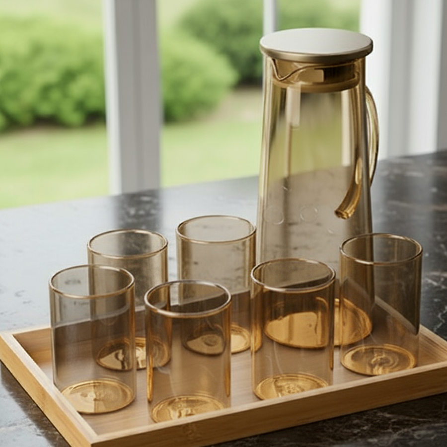 Echou 8 Pieces Pitcher Glass Set With Bamboo Tray โ view 14