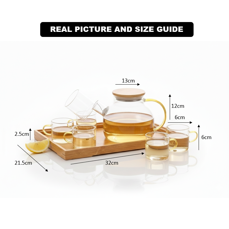 Kehwaelegance Glass Set With Wooden Tray β view 9