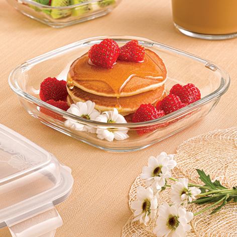 ServeNStore Square Glass Containers with Lids by Limon β Al Rafiq