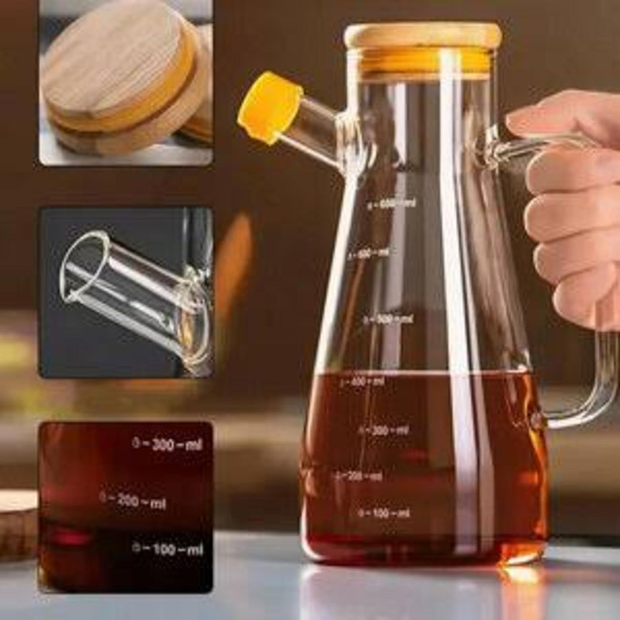 900Ml Airtight Oil Jug With Wooden Lid Precision Pour Stopper β view 6