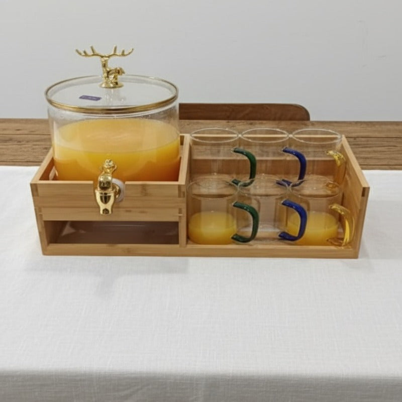Echou Goldendeer Glass Dispenser Set With Wooden Stand 6 Glasses β view 11