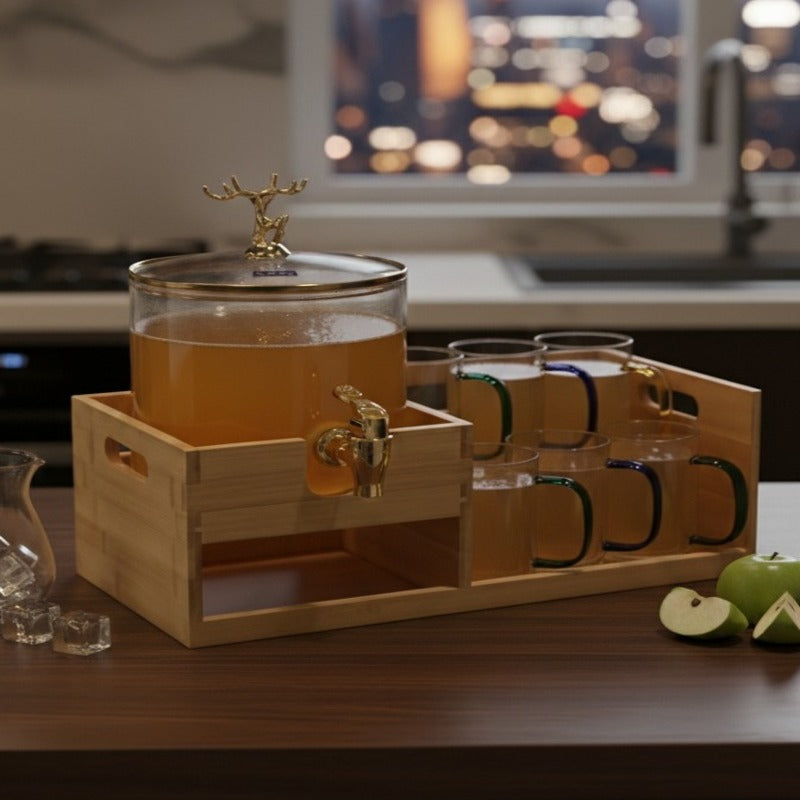 Echou Goldendeer Glass Dispenser Set With Wooden Stand 6 Glasses β view 9