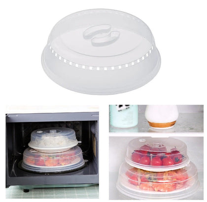 Microwave dish food cover with steam vent splatter guard