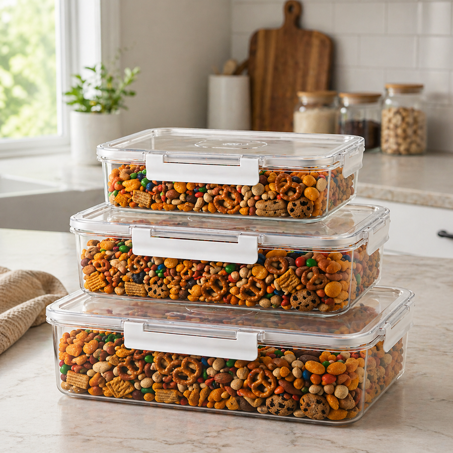 3-Pcs Rectangular Airtight Storage Boxes Set β Al Rafiq