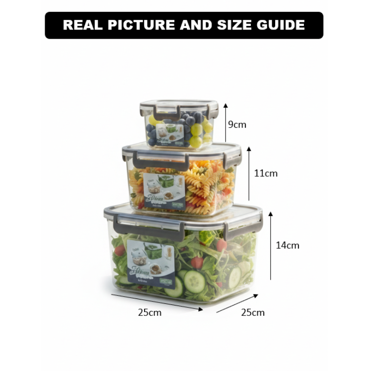 3 Pcs Square Airtight Storage Boxes – view 5