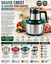 Electric Meat Grinder & Food Chopper – 800W | SUS304 Stainless Steel | 3L Capacity