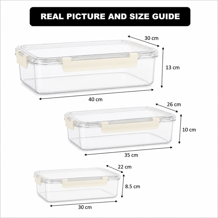 3 Pcs Rectangular Airtight Storage Boxes Set – view 7
