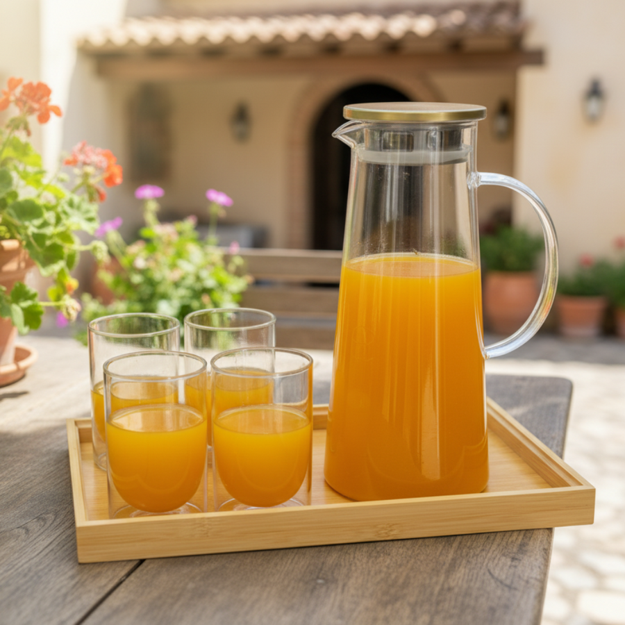 Echou 8 Pieces Pitcher Glass Set With Bamboo Tray – view 5