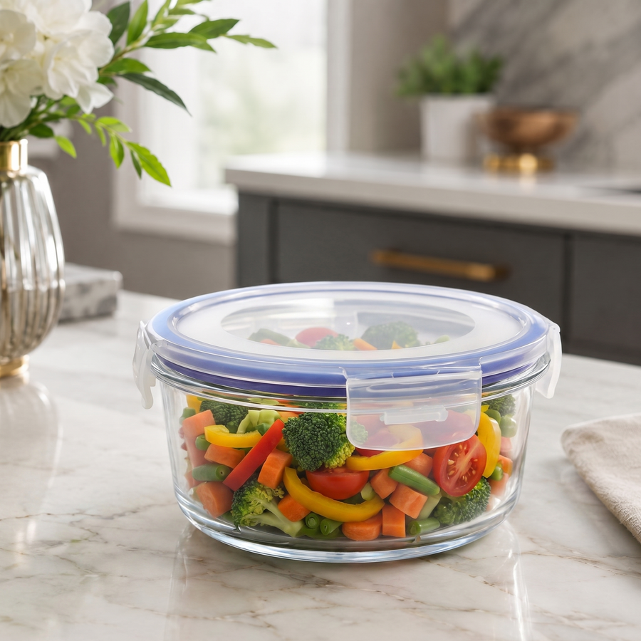 3 Pcs Round Glass Food Storage Containers With Lids – view 4