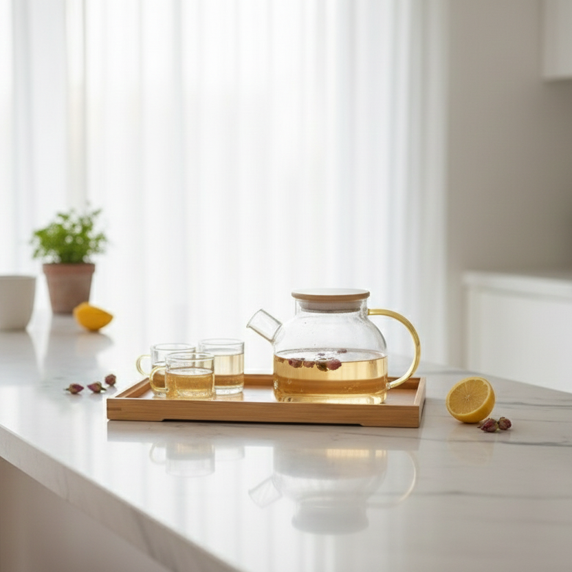 Kehwaelegance Glass Set With Wooden Tray – view 2