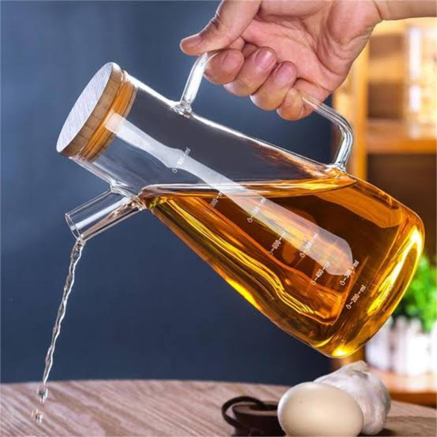 900ml Airtight Oil Jug with Wooden Lid & Precision Pour Stopper – Al Rafiq