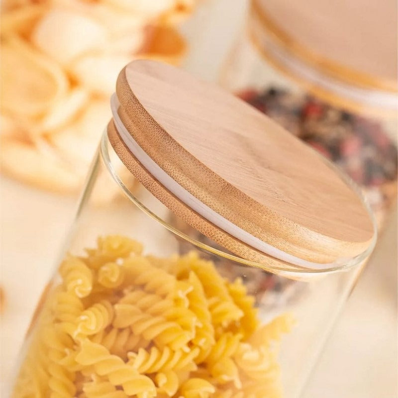 3Pcs Glass Storage Jars With Airtight Bamboo Lids – view 5