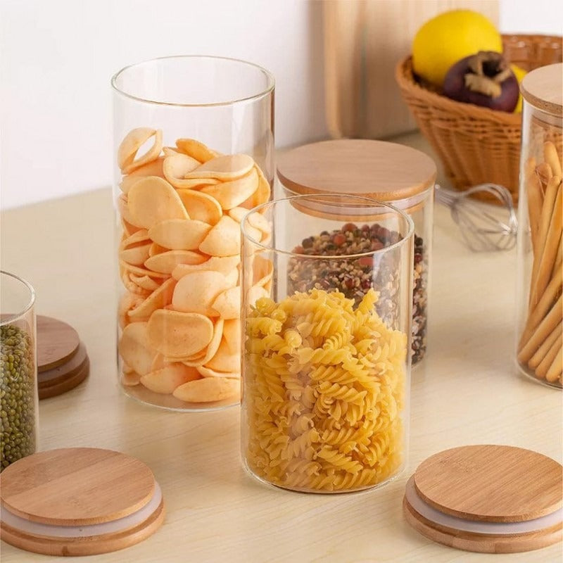 3Pcs Glass Storage Jars With Airtight Bamboo Lids – view 6