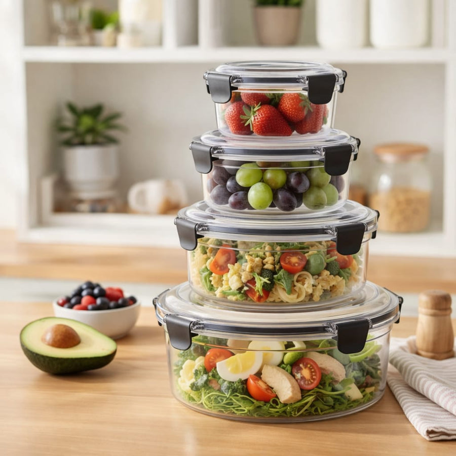 4-Pcs Round Airtight Storage Boxes – Al Rafiq